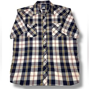 Vintage Pearl Snap 90’s Wrangler Plaid Western Cowboy Ranch Shirt Sz 19 Tall